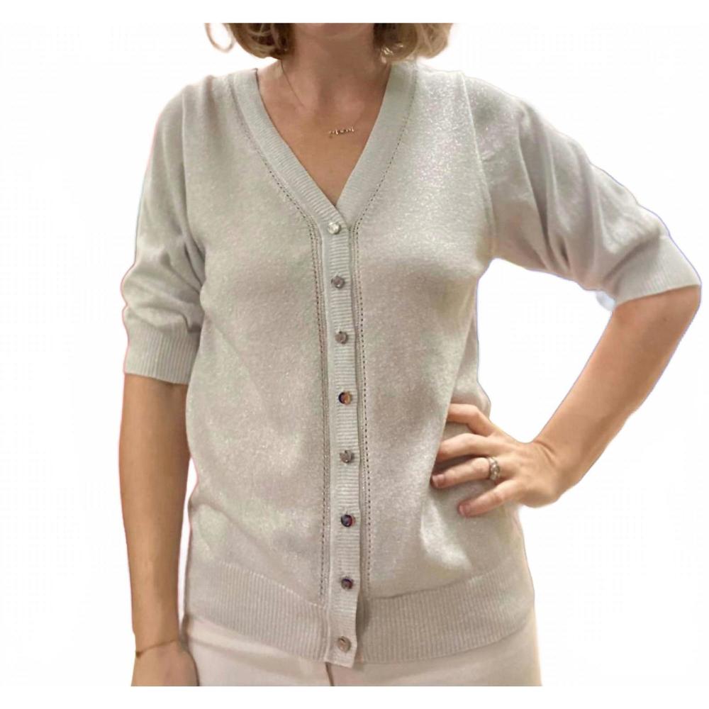 NEW MARBLE reversible sparkle cardigan in beige